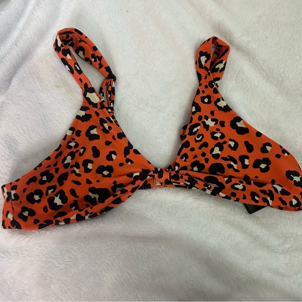 BlackBough orange leopard print bikini top